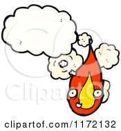 Cartoon Of A Flame Character Thinking Beside Blank Thought Cloud Royalty Free Vector Illustration