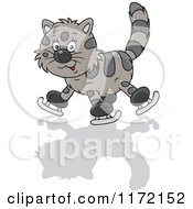 Cartoon Of A Cat Ice Skating Royalty Free Vector Clipart by Alex Bannykh