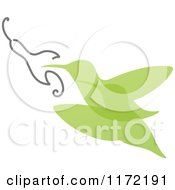 Green Abstract Hummingbird And Flower