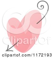 Clipart Of A Pink Heart And Cupids Arrow Royalty Free Vector Illustration