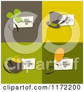 Clipart Of Happy St Patricks Day Greetings With A Shamrock Hat Pot Of Gold And Balloon Royalty Free Vector Illustration by elena