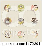 Poster, Art Print Of Retro Coffee Icons And Logos On Beige