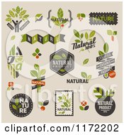 Clipart Of Retro Natural Badges And Labels On Beige Royalty Free Vector Illustration