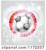 Soccer Ball Over A Japanese Flag With Fireworks