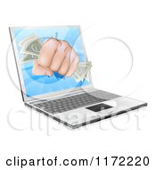 Poster, Art Print Of Fist With Money Punching Through A Laptop Computer