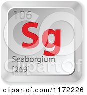 Poster, Art Print Of 3d Red And Silver Seaborgium Chemical Element Keyboard Button