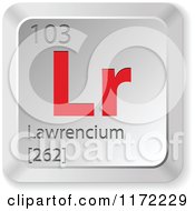 Poster, Art Print Of 3d Red And Silver Lawrencium Chemical Element Keyboard Button