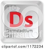 Poster, Art Print Of 3d Red And Silver Darmstadtium Chemical Element Keyboard Button