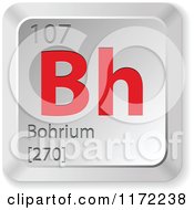 Poster, Art Print Of 3d Red And Silver Bohrium Chemical Element Keyboard Button