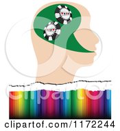 Poster, Art Print Of Poker Player Head With Poker Chips Over Colors