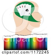 Poster, Art Print Of Poker Player Head With Four Aces Over Colors