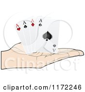 Clipart Of A Poker Player Hand Holding Four Aces Royalty Free Vector Illustration