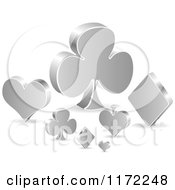 Clipart Of 3d Silver Poker Playing Card Suit Shapes Royalty Free Vector Illustration by Andrei Marincas