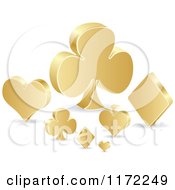 Clipart Of 3d Golden Poker Playing Card Suit Shapes Royalty Free Vector Illustration by Andrei Marincas