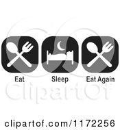 Poster, Art Print Of Black And White Eat Sleep Eat Again Icons