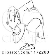 Outlined Polite Rabbi Bowing