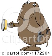 Poster, Art Print Of Guard Dog Holding A Flashlight And Gun In The Dark