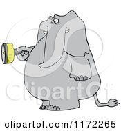 Poster, Art Print Of Elephant Standing And Using A Flashlight