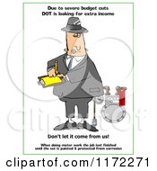 Cartoon Of A DOT Man Looking At A Meter With Text Royalty Free Clipart