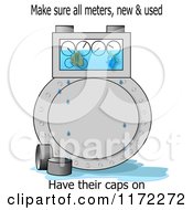 Cartoon Of A Capless Gas Meter With Fish Swimming In The Display Royalty Free Clipart