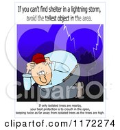 Poster, Art Print Of Man Ducking In A Lightning Storm With Warning Text