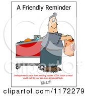 Cartoon Of A Man Holding Underware With A Fabric Warning Royalty Free Clipart