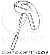 Cartoon Of An Outlined Steak Of A Bbq Fork Royalty Free Vector Clipart