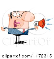 Poster, Art Print Of Angry Caucasian Businessman Shouting Through A Megaphone