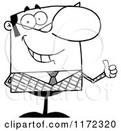 Cartoon Of A Pleased Grayscale Businessman Holding A Thumb Up And Smiling Royalty Free Vector Clipart