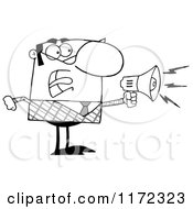 Poster, Art Print Of Angry Grayscale Businessman Shouting Through A Megaphone
