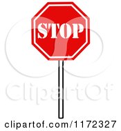 Cartoon Of A Stop Sign On A Post Royalty Free Vector Clipart
