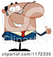 Cartoon Of A Pleased Black Or Hispanic Businessman Holding A Thumb Up And Smiling Royalty Free Vector Clipart