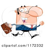Poster, Art Print Of Happy Caucasian Businessman Running With His Briefcase