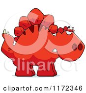 Cartoon Of A Mad Red Stegosaurus Dinosaur Royalty Free Vector Clipart