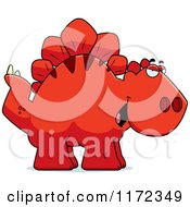 Cartoon Of A Sly Red Stegosaurus Dinosaur Royalty Free Vector Clipart by Cory Thoman