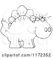 Cartoon Clipart Of A Dumb Or Drunk Stegosaurus Dinosaur Vector Outlined Coloring Page