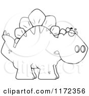 Cartoon Clipart Of A Mad Stegosaurus Dinosaur Vector Outlined Coloring Page
