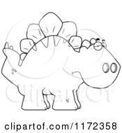 Cartoon Clipart Of A Depressed Stegosaurus Dinosaur Vector Outlined Coloring Page by Cory Thoman