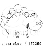 Cartoon Clipart Of A Sly Stegosaurus Dinosaur Vector Outlined Coloring Page