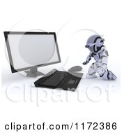 Clipart Of A 3d Robot Reaching For A Computer Mouse Royalty Free CGI Illustration by KJ Pargeter