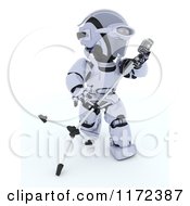 Poster, Art Print Of 3d Robot Singing And Tilting A Microphone Stand