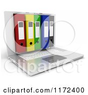 Poster, Art Print Of 3d Laptop Computer With Office Binders In The Screen 2