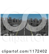 Poster, Art Print Of 3d Aerial View Of A City Freeway
