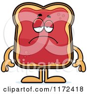 Cartoon Of A Depressed Toast And Jam Mascot Royalty Free Vector Clipart by Cory Thoman