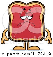 Cartoon Of A Sick Toast And Jam Mascot Royalty Free Vector Clipart by Cory Thoman