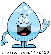 Cartoon Of A Smart Water Drop Mascot With An Idea Royalty Free Vector Clipart