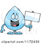 Poster, Art Print Of Happy Water Drop Mascot With A Sign