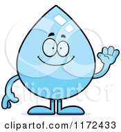 Cartoon Of A Waving Water Drop Mascot Royalty Free Vector Clipart by Cory Thoman