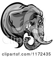 Clipart Of A Grayscale Elephant Head In Profile Royalty Free Vector Illustration