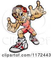 Cartoon Of A Tough Wrestler Boy Reaching Out Royalty Free Vector Clipart by Chromaco